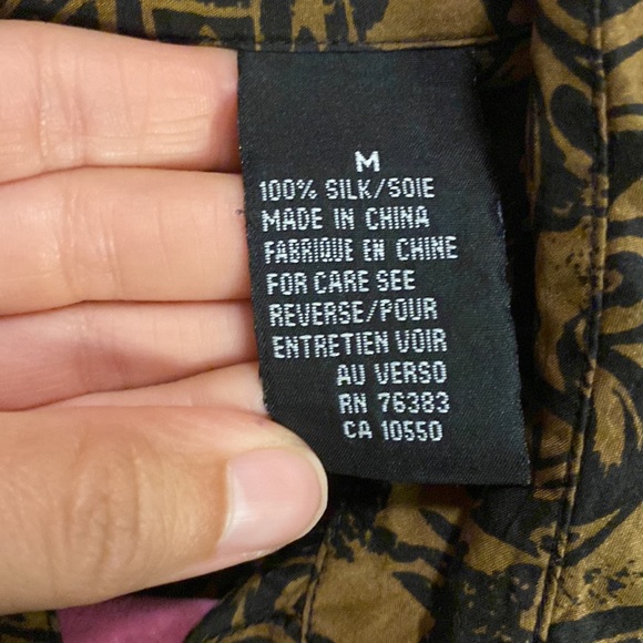 Vintage Mixed Pattern 100% Silk Blouse - Picture 6 of 9